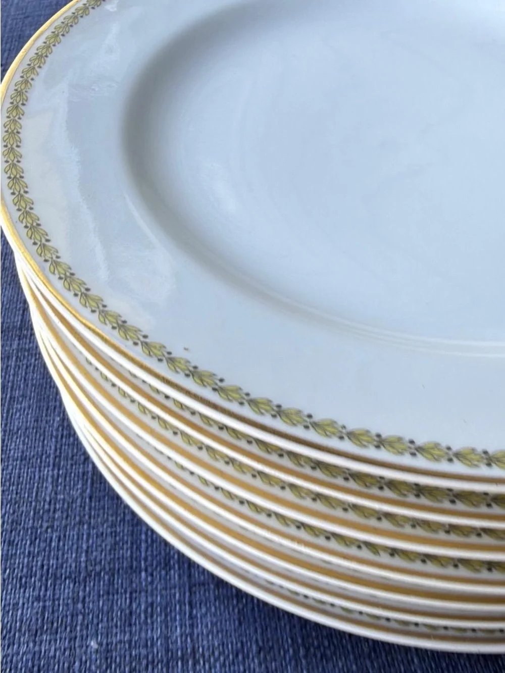 Set of 7 Antique Haviland Limoges France Dinner Plates – Gold Trim – 8” (20 cm)